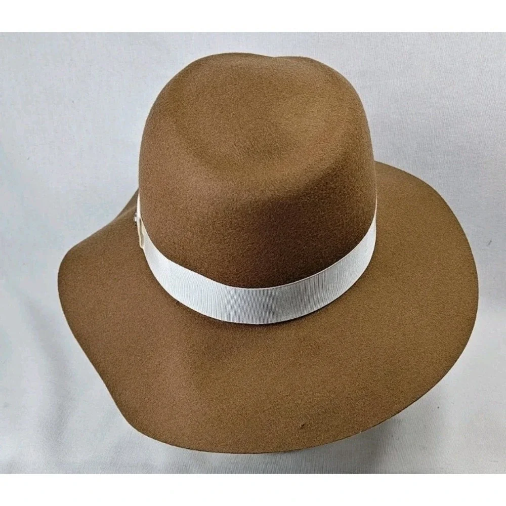 Rag & Bone Women's Medium Brown New‎ York Zoe Wool Summer Wide Brim Hat Cap